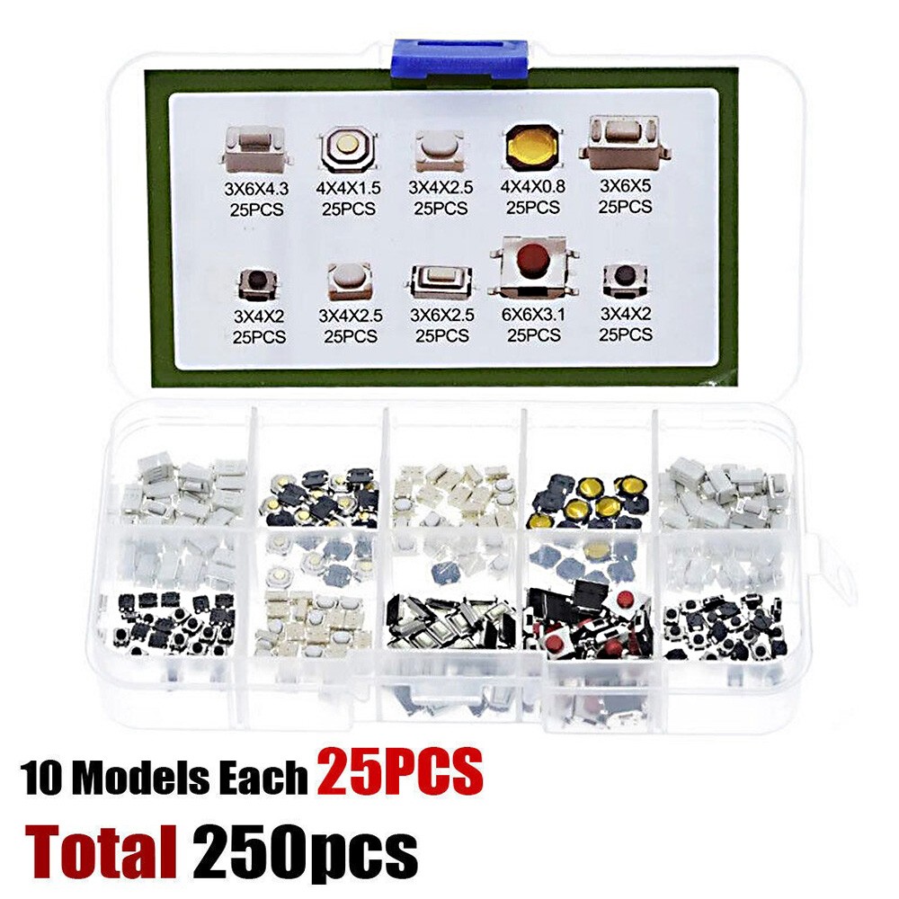250PCS Car Micro Switches for Mini Remote Key Fob Push Button Repair 10-Types