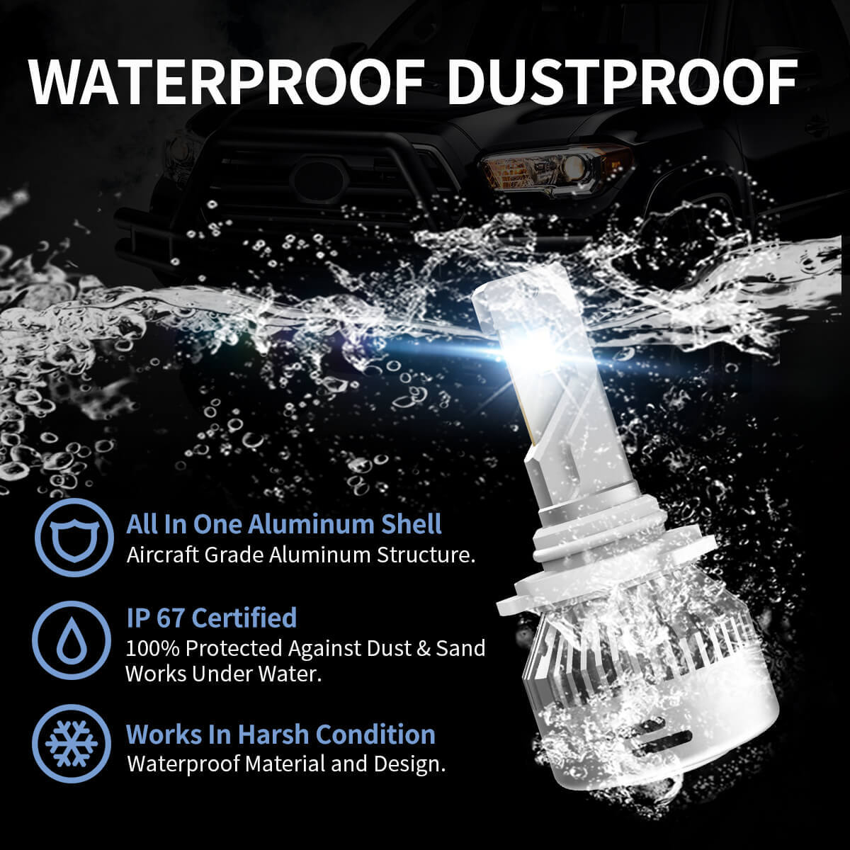 LASFIT 9005 9006 9145 H10 LED Headlight High Low Beam Fog Light Bulb 6000K White
