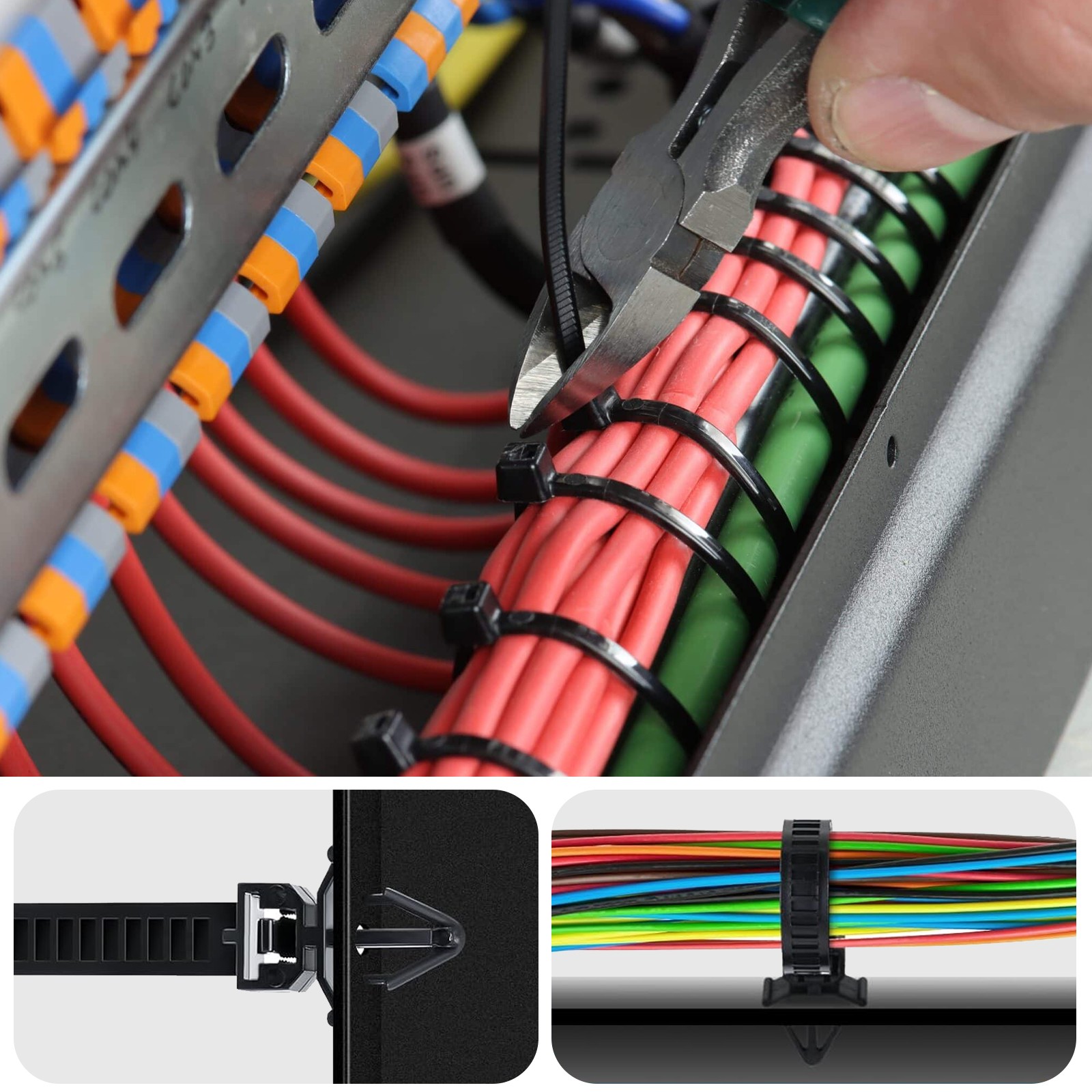 180 pcs 3 Sizes Car Wire Loom Routing Clips Push Mount Cable Tie Assortment Kit