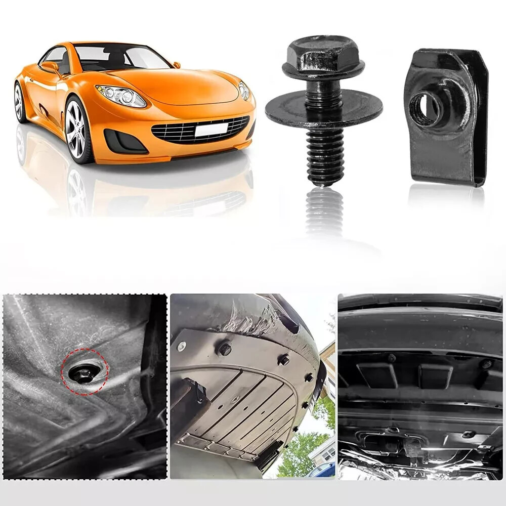 Car Body Bolts & U-nut Clips M6 Splash Shield Retainer Fastener Rivet Screws