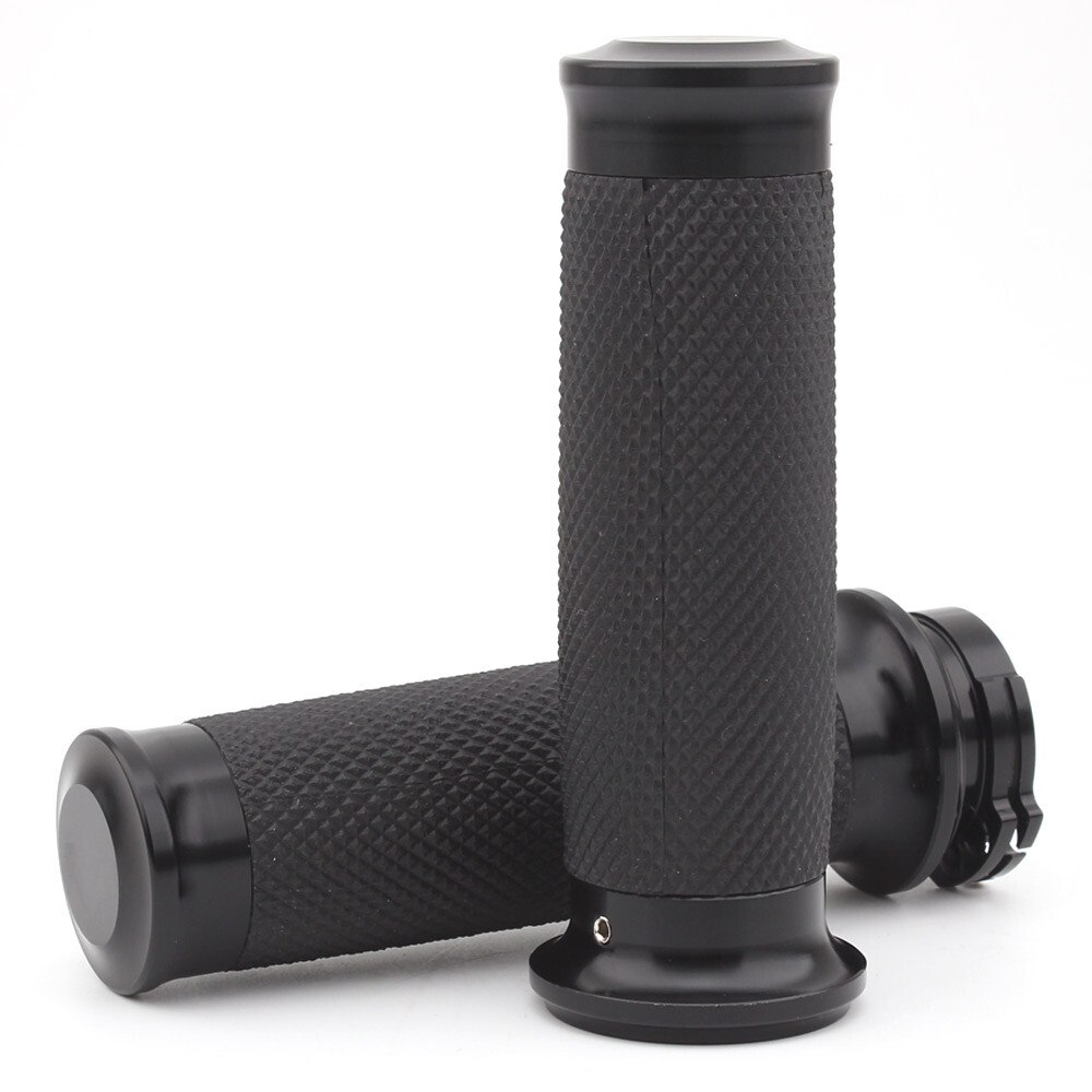 Pair Aluminum 1″ Black Handle Bar Hand Grips Fit For Harley Sportster Road King
