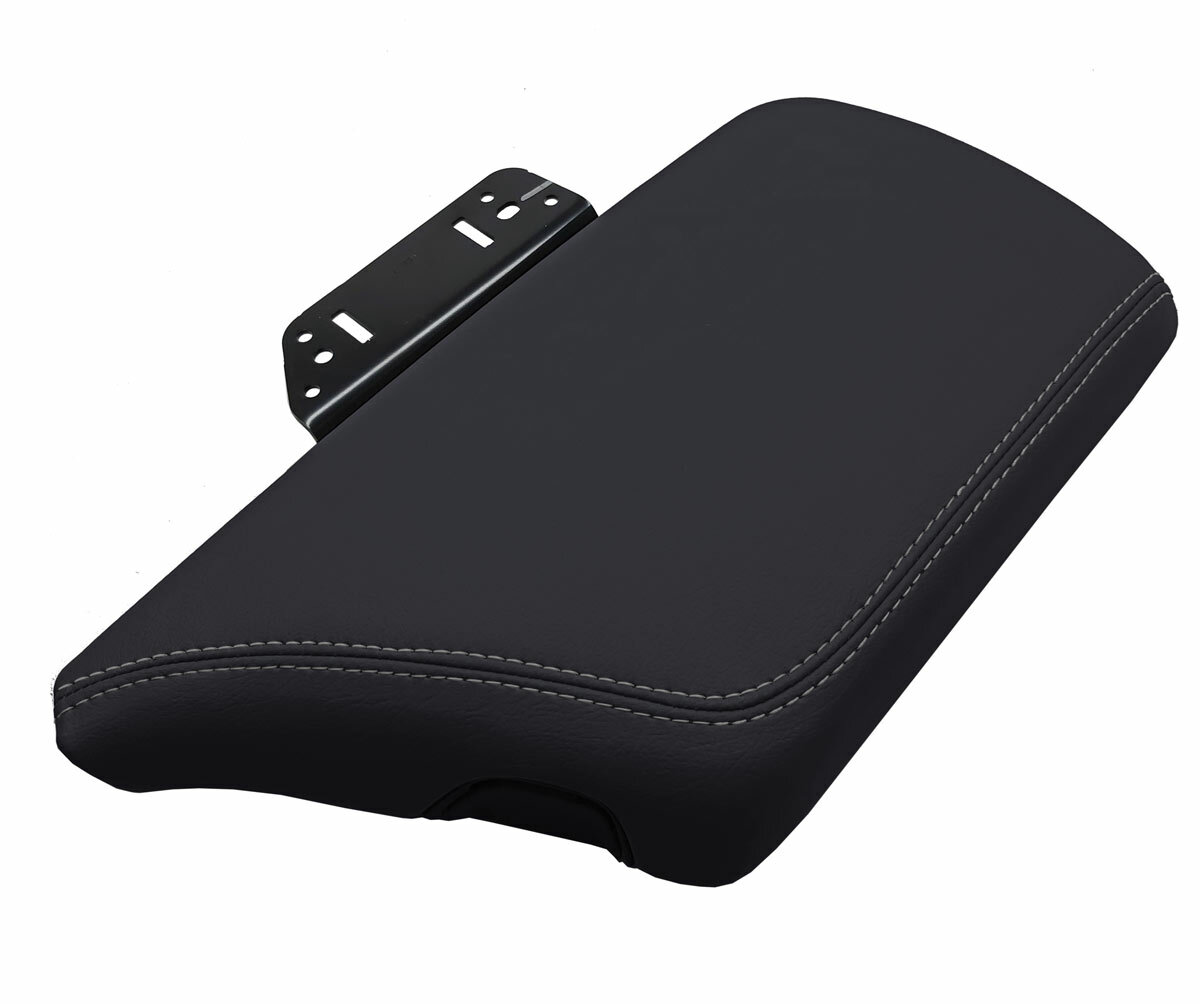 Console Lid Armrest Cover PVC Leather for Dodge Challenger 2015-2020 Gray Stitch