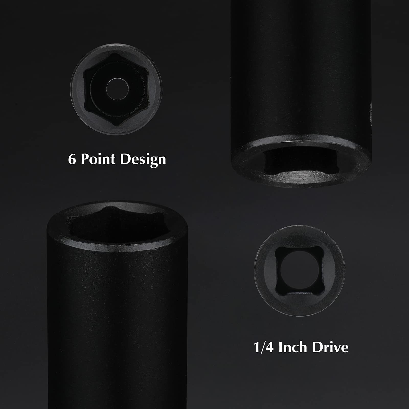 55PCS 1/4″ Drive Impact Socket Set – Deep & Shallow, CR-V, SAE/Metric, 6 Point