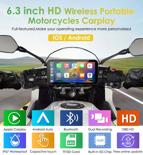 Carpuride W603 Wireless Carplay Android Auto Moto Stereo W/HD 1080P Dual Cameras