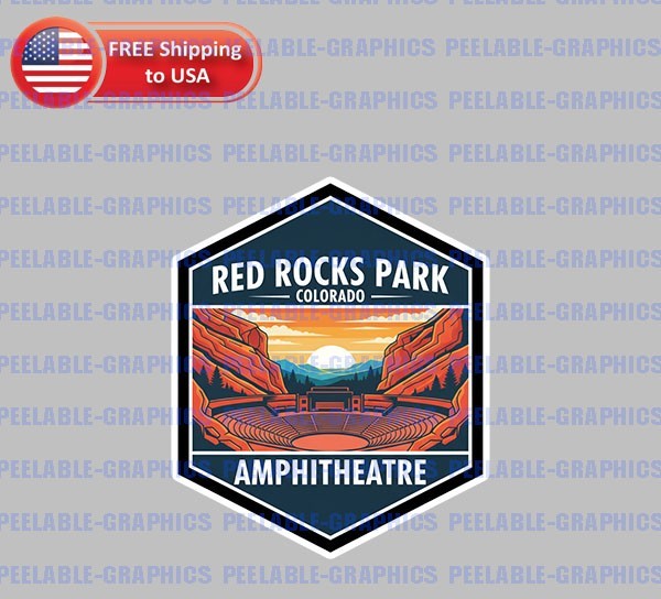 Red Rocks Park Amphitheatre Vinyl Decal Sticker Hard Hat Helmet Tablet B