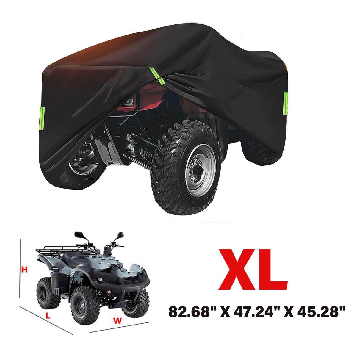 ATV Cover Waterproof UV Rain Dust Outside Resistant For Polaris Honda Black