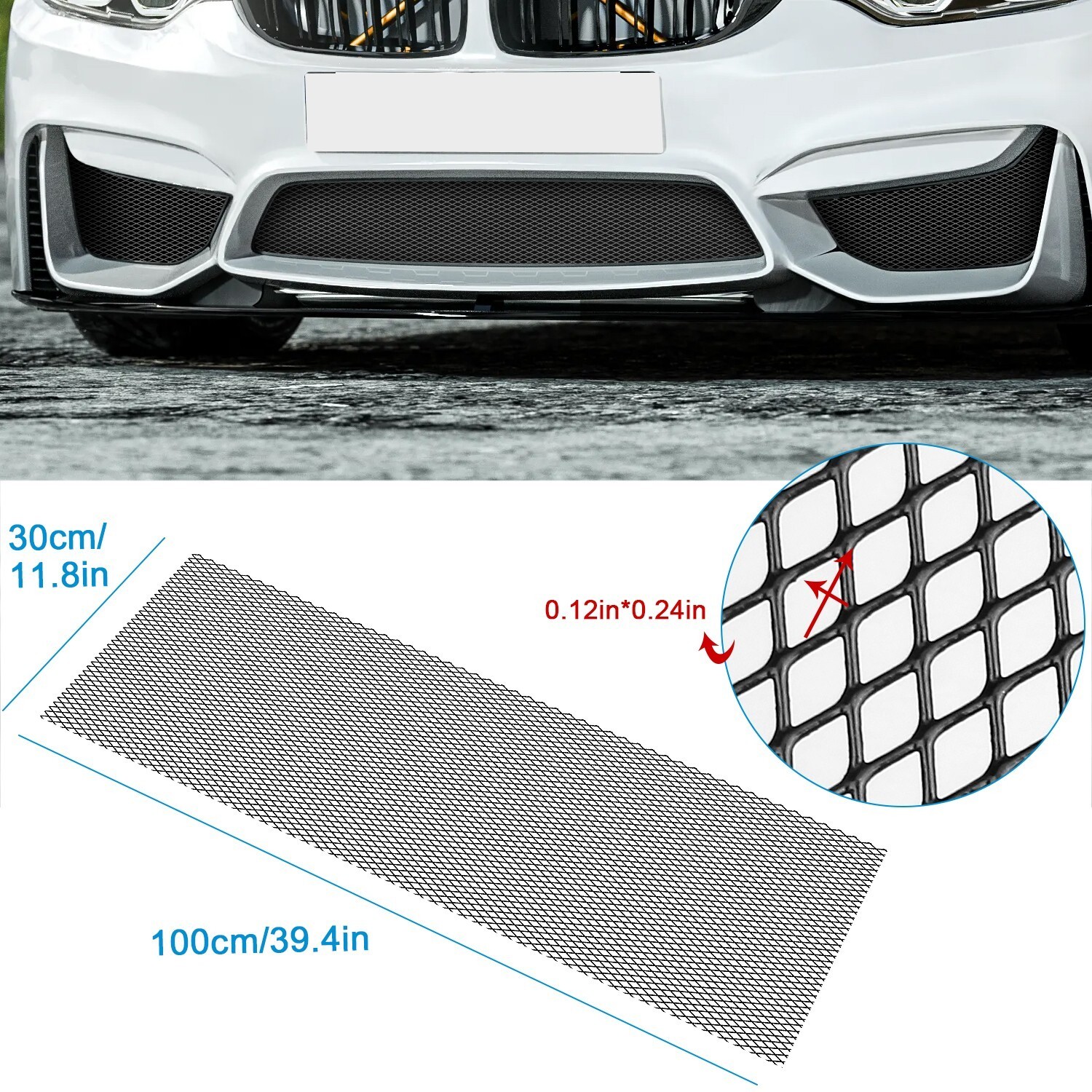 40″x 13″ Car Honeycomb Mesh Grill Spoiler Bumper Vent Grille Net 0.11″X0.23″