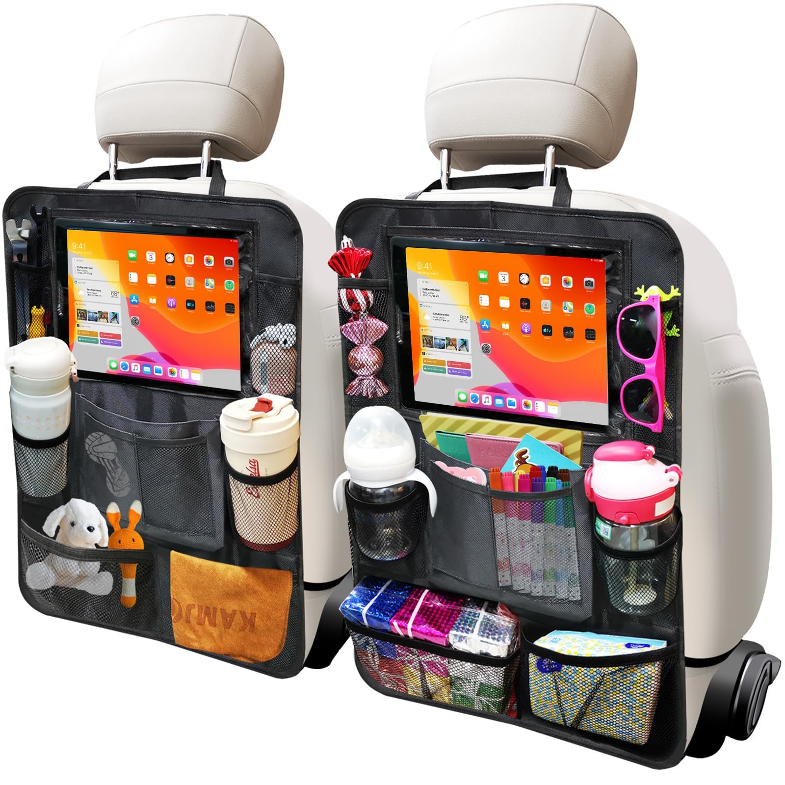 Etre Jeune Backseat Organizer for Car, 2 PCS Seat Back Cover Type A, Black