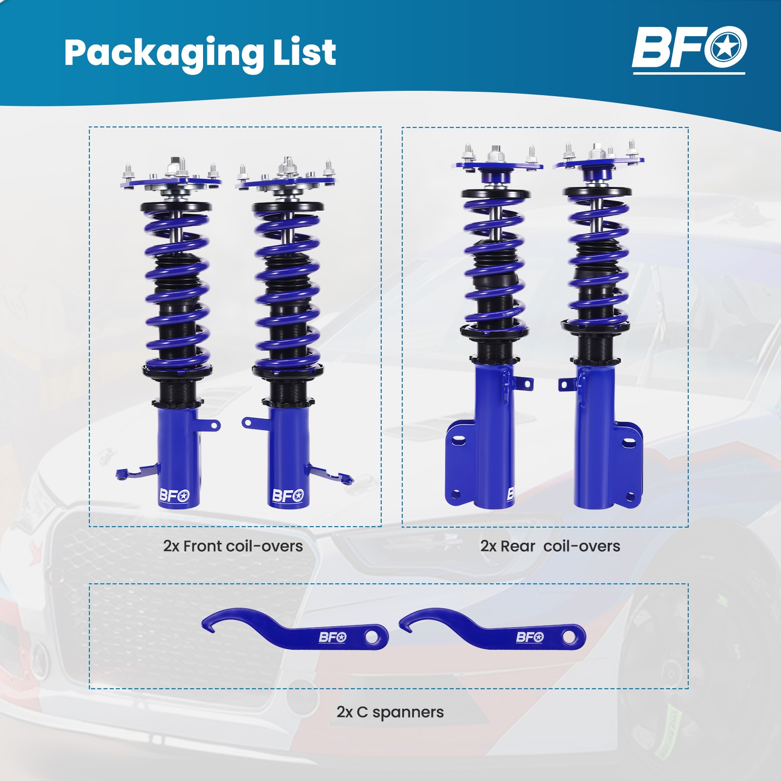 BFO Coilovers Lowering Suspension Springs Kit For Toyota Corolla 1987-2002