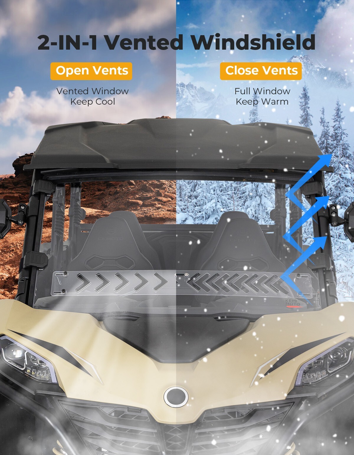 Vented Front Windshield w/ Sliding Window for 2023-2025 CFMOTO ZForce 950 / 800