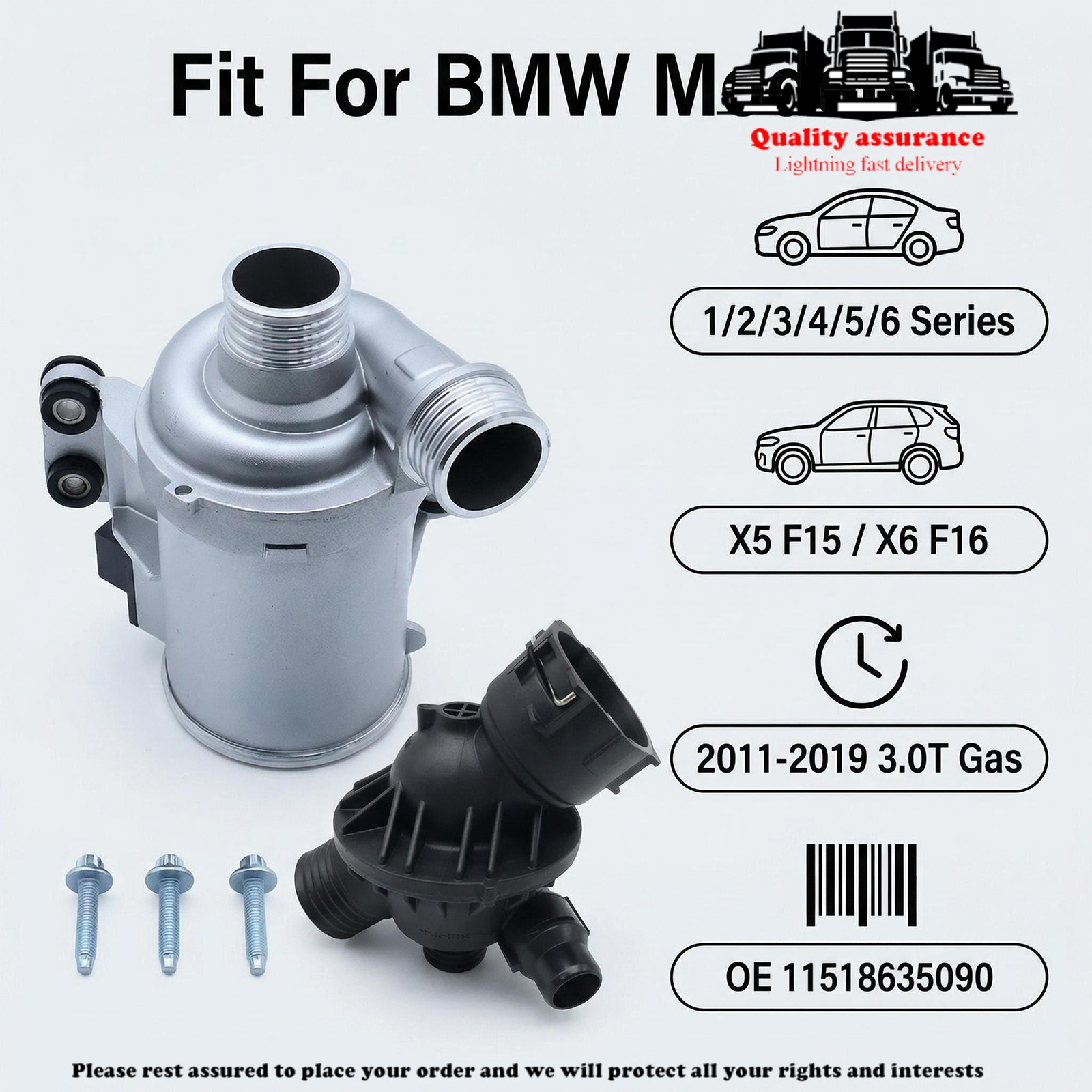 Housing Electric Water Pump Thermostat Kit Fit BMW N55 335i 535i Metal Plastic