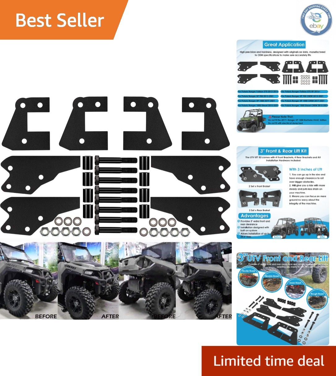 Carbon Steel 3” Lift Kit for Polaris Ranger – Easy Installation, Heavy Duty