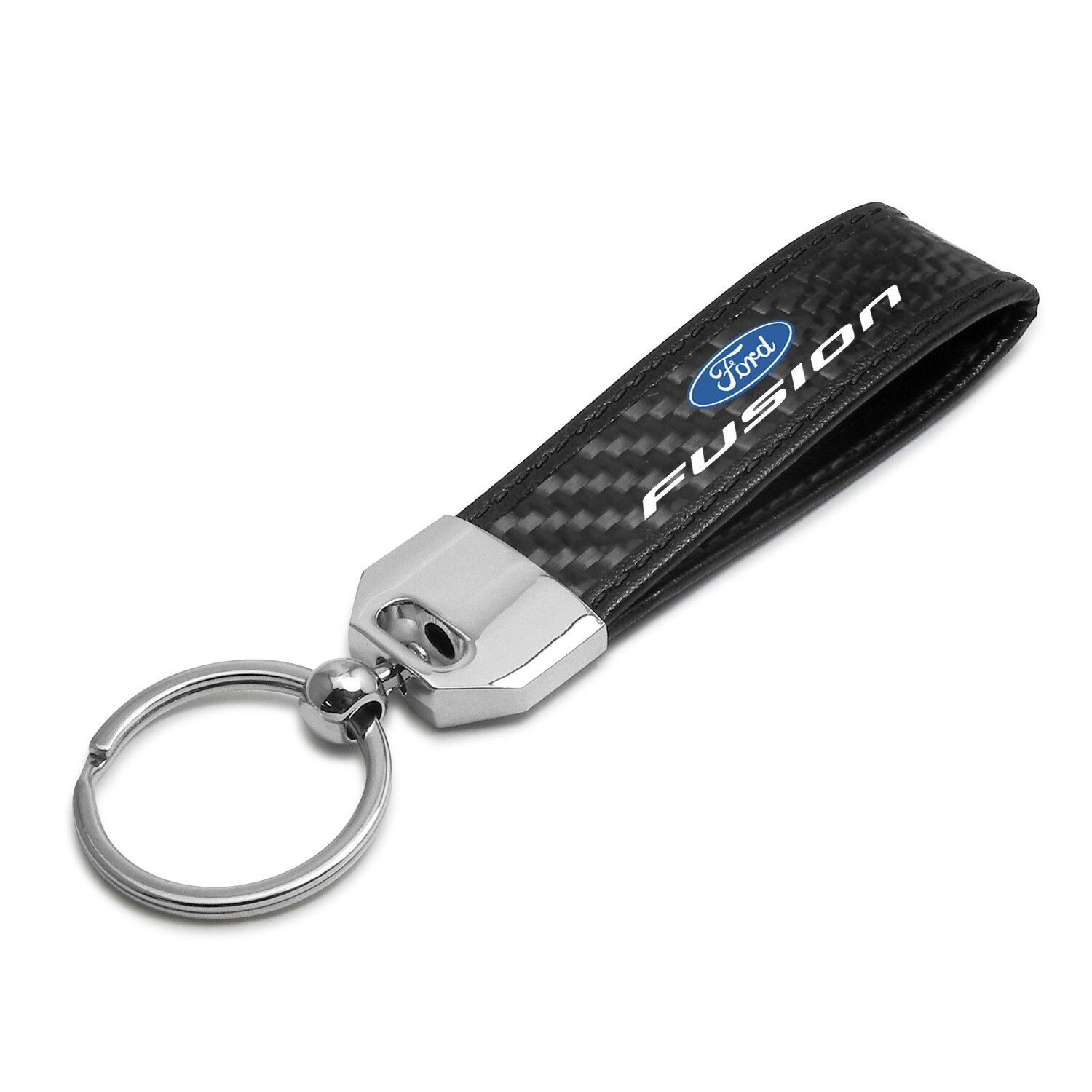 Black Leather & Carbon Fiber Key Chain Black Stitching – Ford Fusion