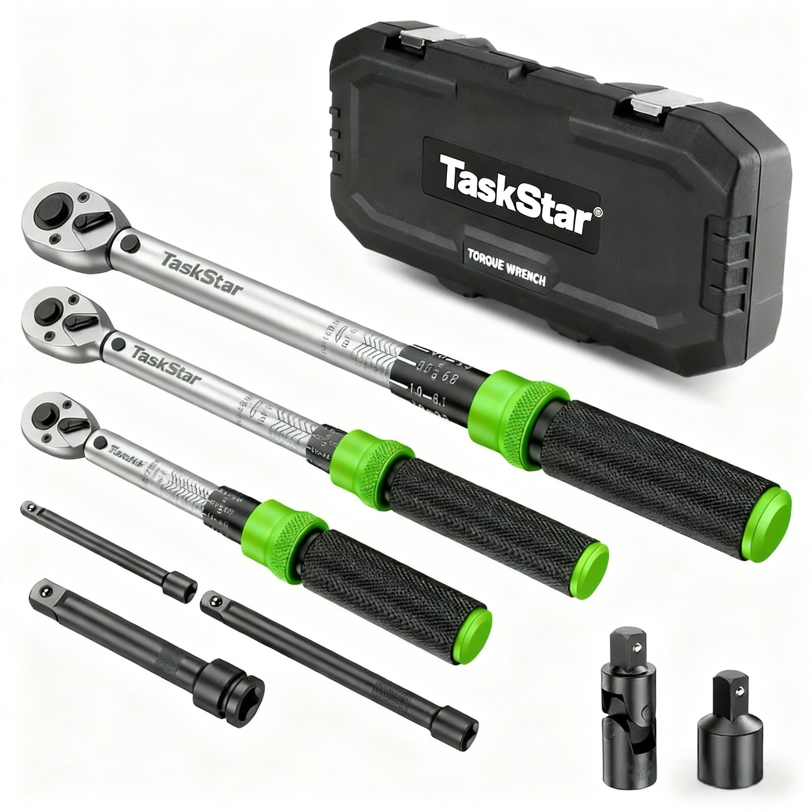 8PCS Torque Wrench Set 1/4 & 3/8 & 1/2-Inch ±3% Accuracy Click Torque Wrenches