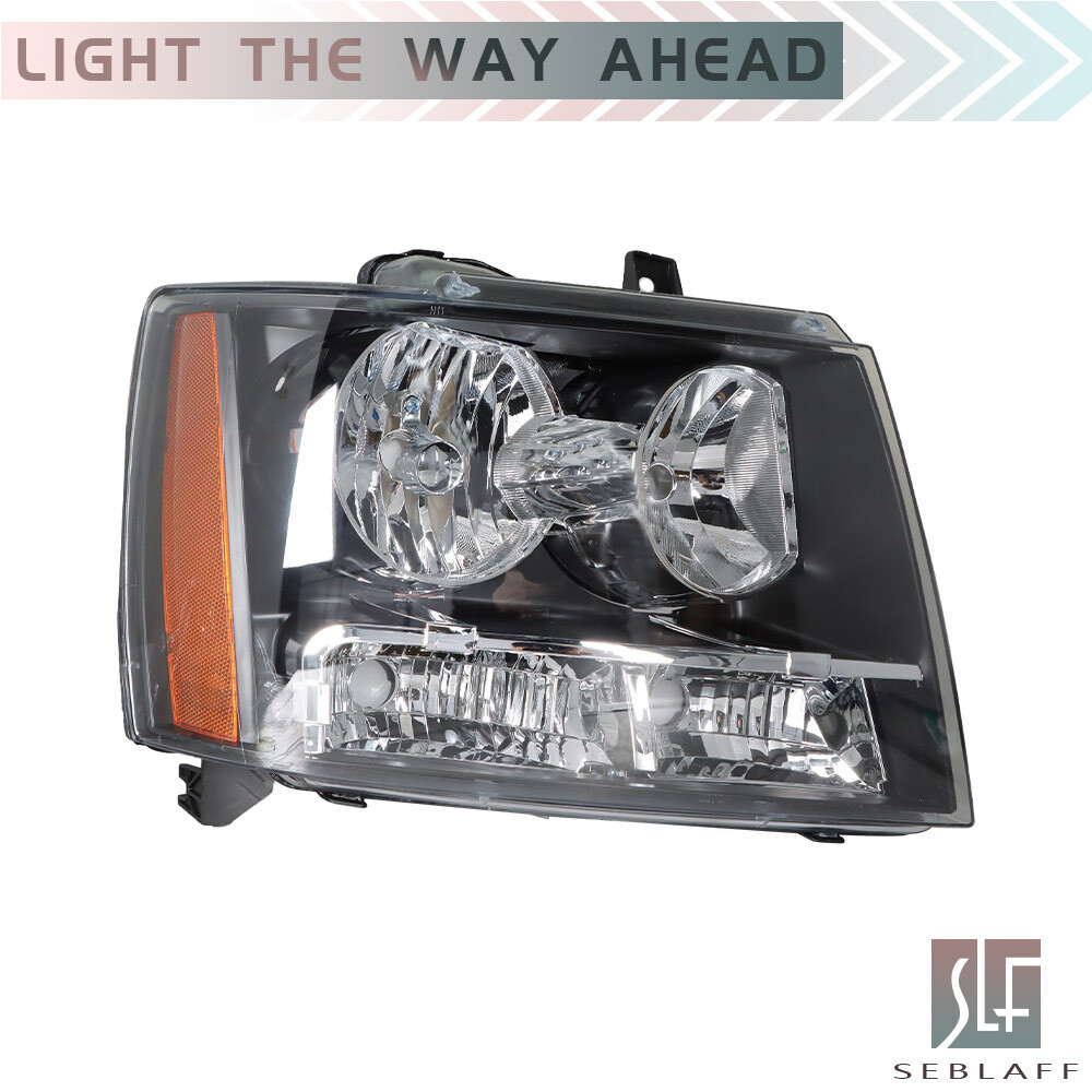1 Pair Headlights For 2007-2014 Chevy Avalanche Tahoe Suburban Halogen Black