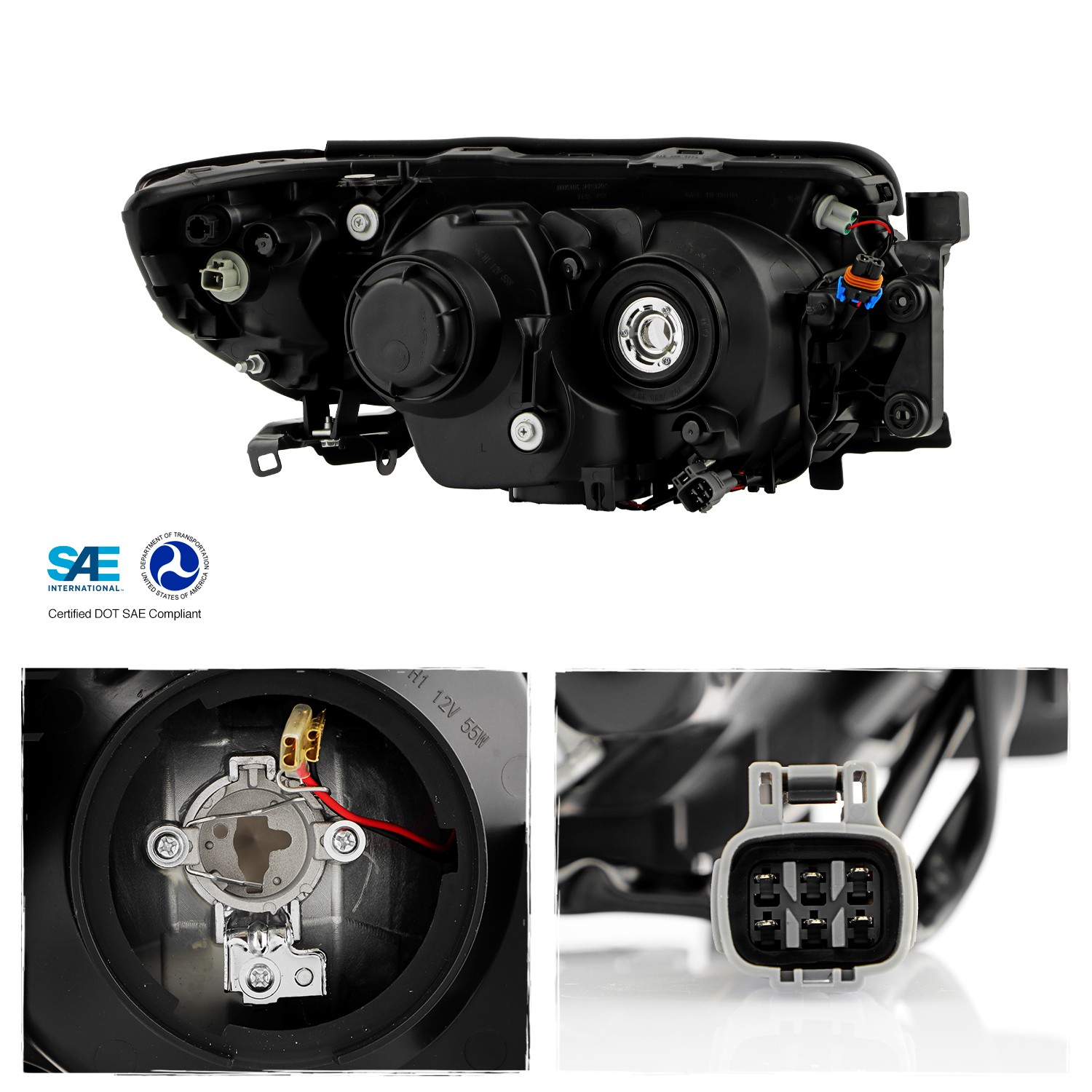 For 2006-2008 Subaru Forester [Halogen Type] Black Headlights Pair Left + Right