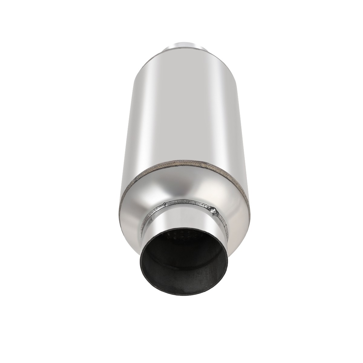 1PC Exhaust Muffler / Resonator Stainless Steel 3″ IN 3″ OUT 12″ Overall Length
