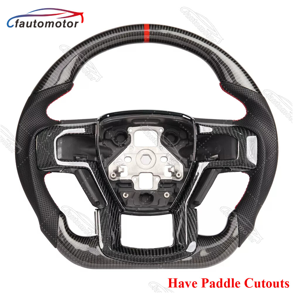 Real Carbon Fiber Heated Steering Wheel Fit Ford F150 Raptor with Trim 2015-2020