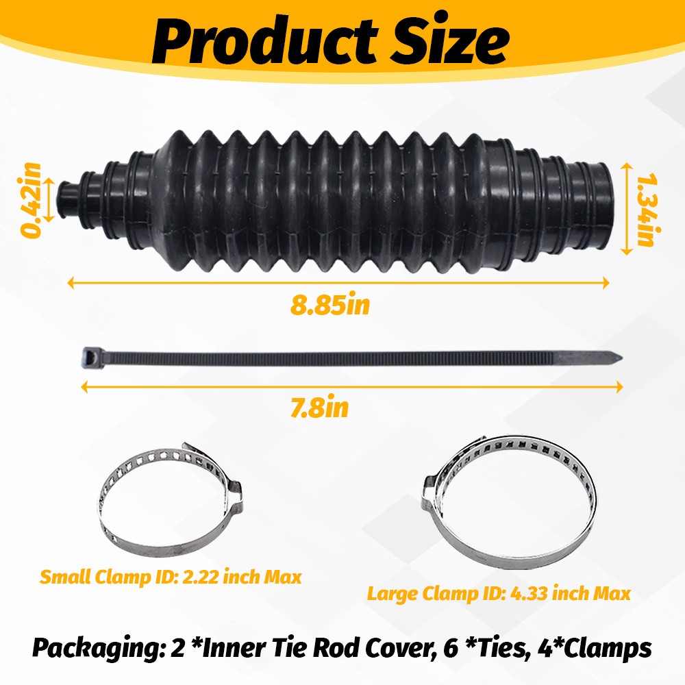 Dustproof Silicone Inner Tie Rod Boot Set w/Cable Tie Clamp Customized For Chevy