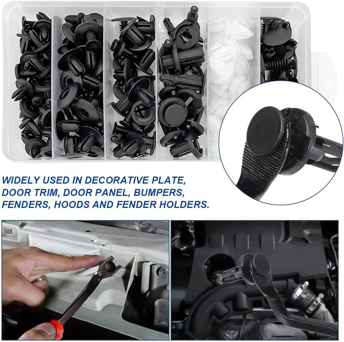 100Pcs Bumper Clips Retainer Auto Car Rivets Fastener Fender-Push Pin Trim +++