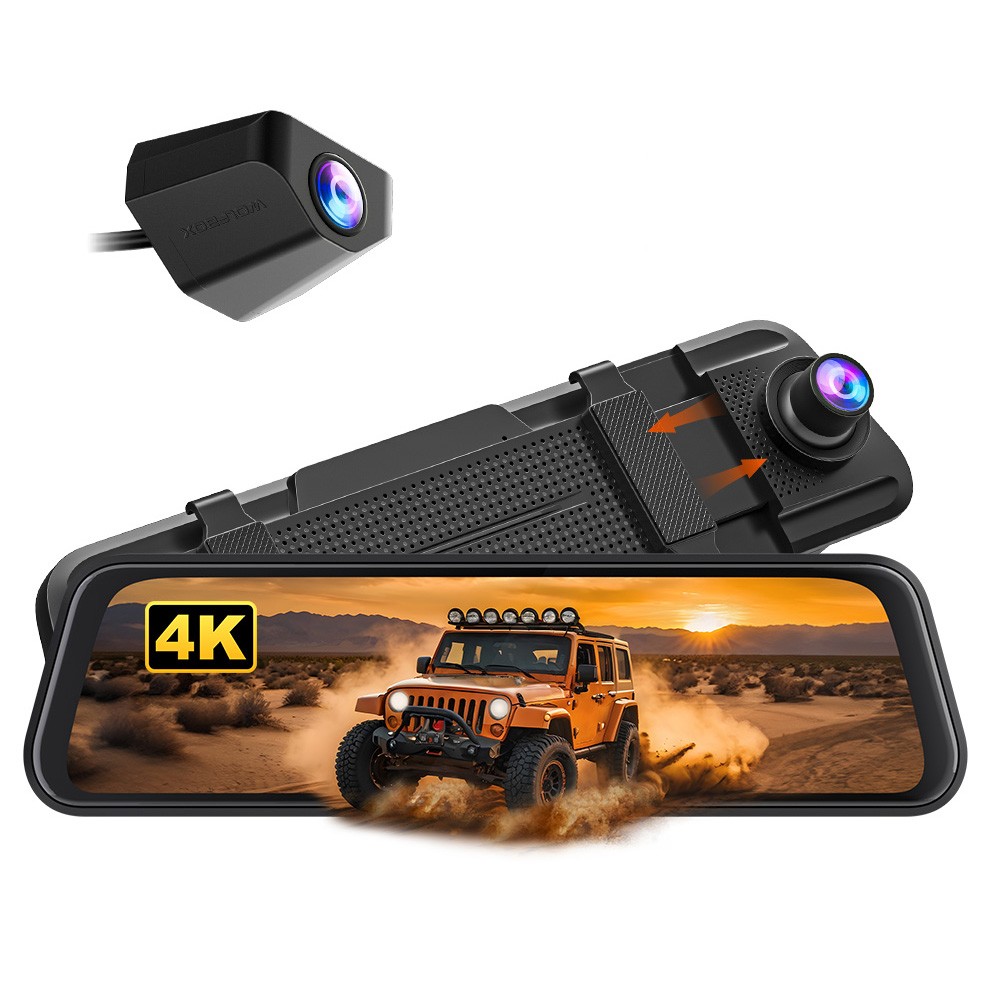 WolfBox M40lite 4K Mirror Dash Cam 10″ Touch Screen, Front and Rear Dash Camera