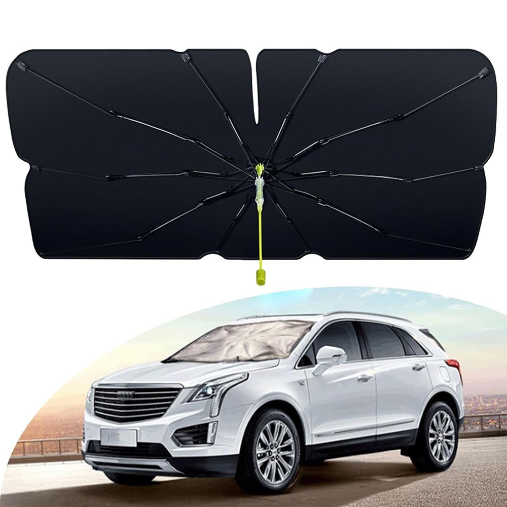2-in-1 Windshield Sun Shades Visor Window Breaker Foldable UV Umbrella Universal