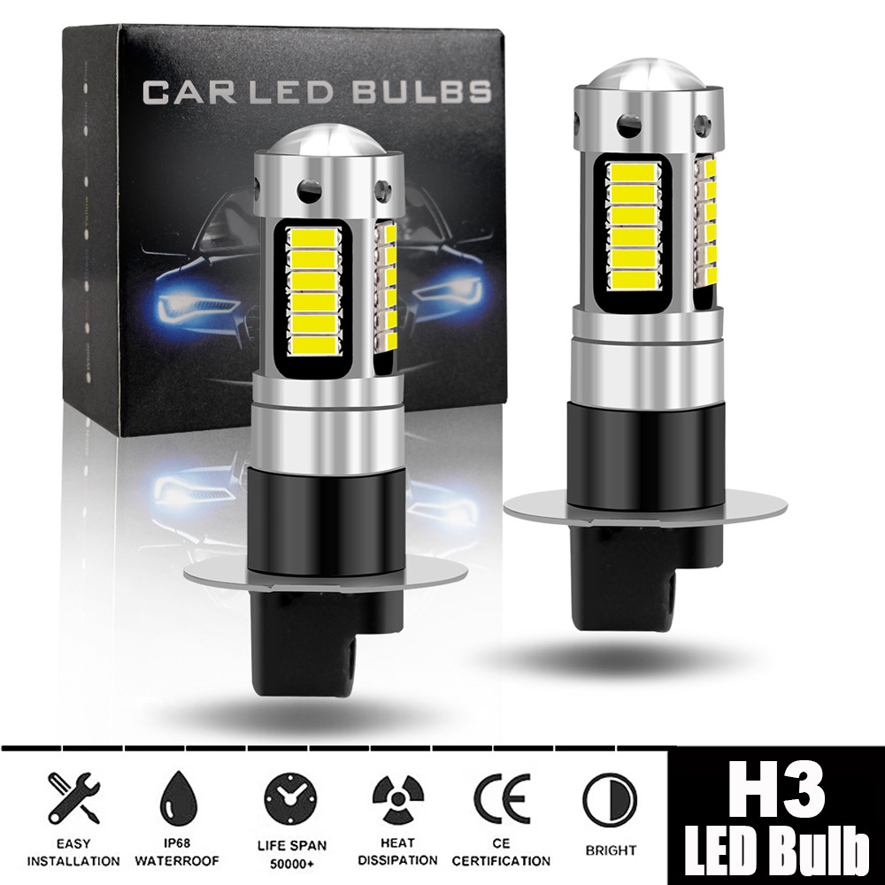 2X H3 100W LED Fog Driving Light Bulbs Conversion Kit Super Bright 6000K White