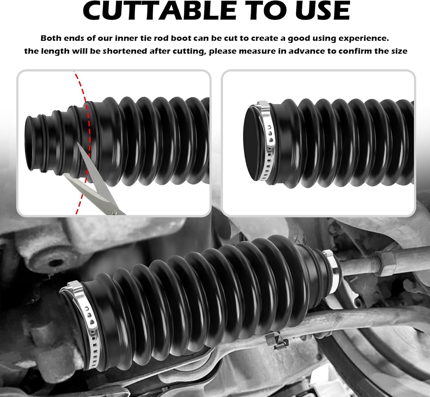 Dustproof Silicone Inner Tie Rod Boot Set w/Cable Tie Clamp Customized For Chevy