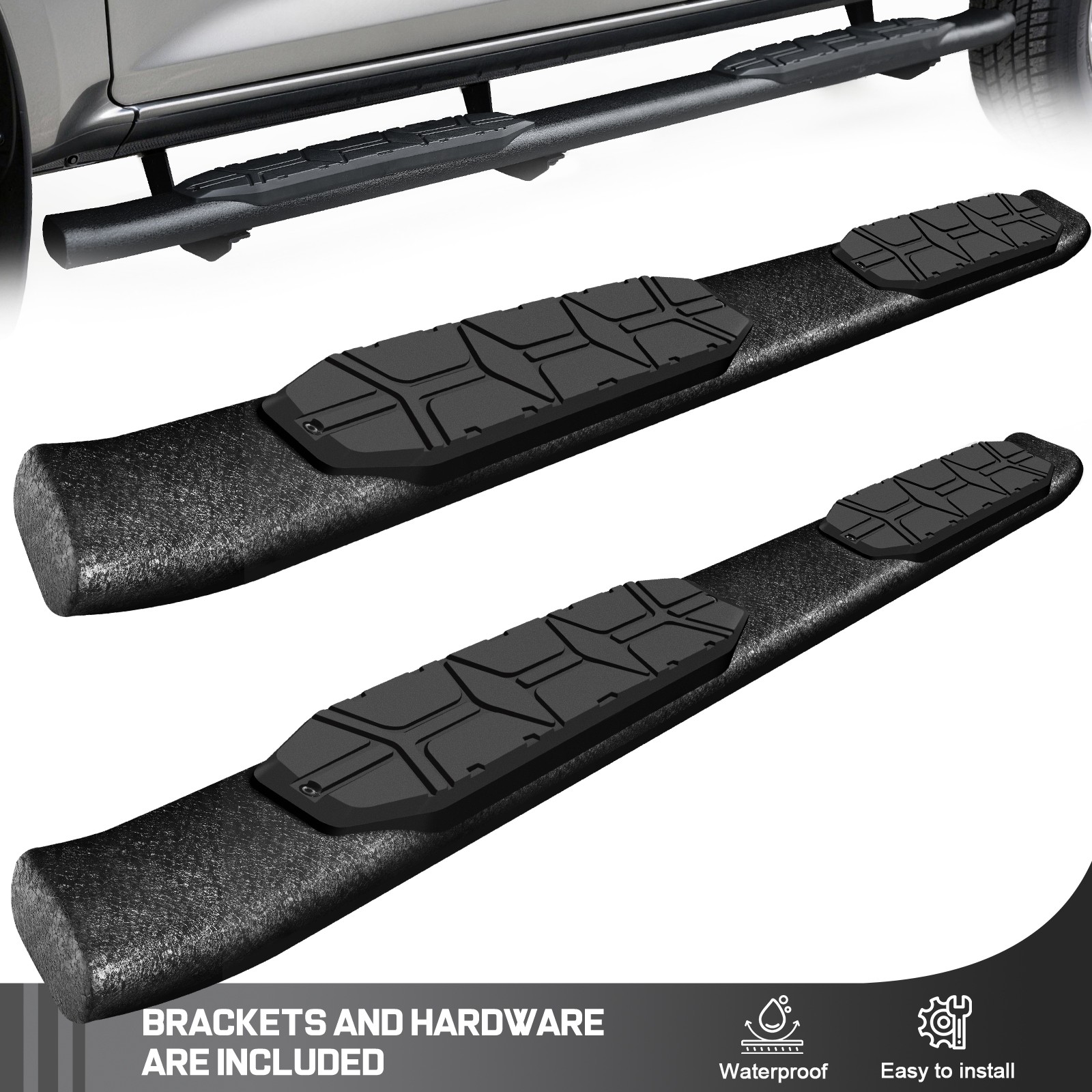 4.3″ Oval Tube Rail Bar Fit 2004-2024 Nissan Titan Crew Cab Running Boards