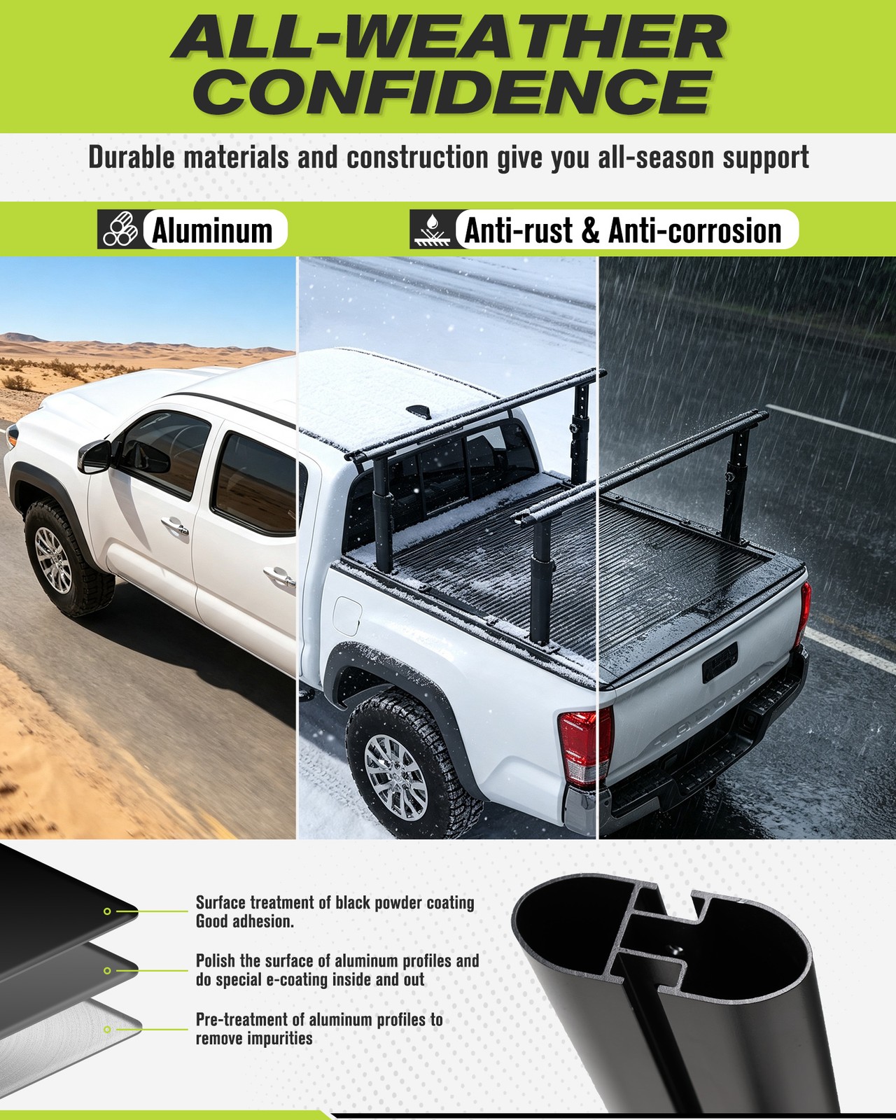 T-Slot Tonneau Bed Rack Base Adjustable For Tacoma Gladiator Colorado Ranger