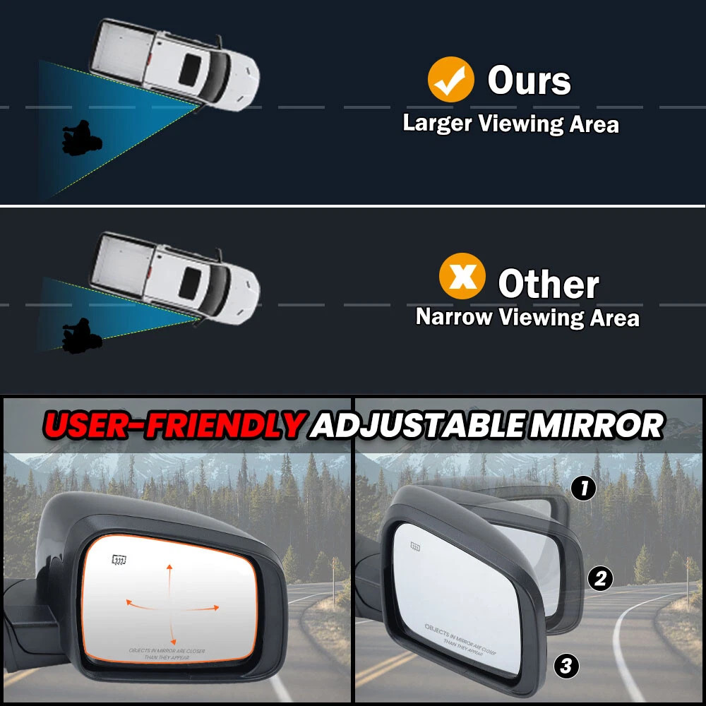 Power Heated Mirror Passenger Side for 2011-2021 Jeep Grand Cherokee Manual Fold