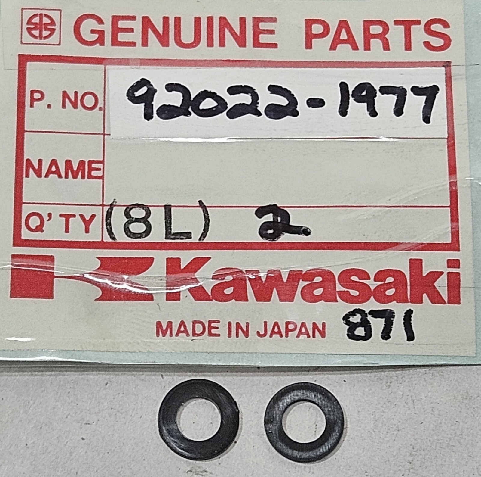 2 NOS Kawasaki Various Years / Models 5.1x10x1.2mm Washer Parts OEM 92022-1977