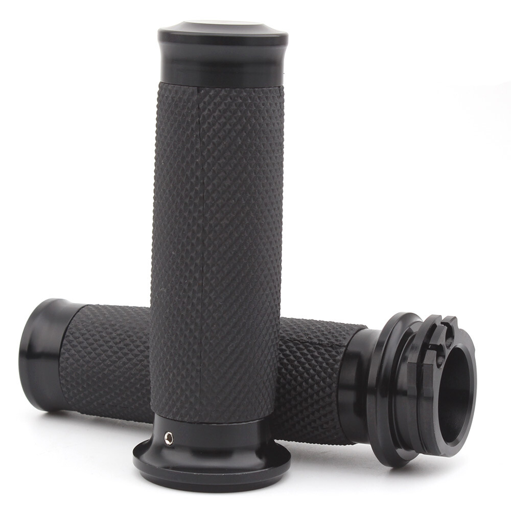 Pair Aluminum 1″ Black Handle Bar Hand Grips Fit For Harley Sportster Road King