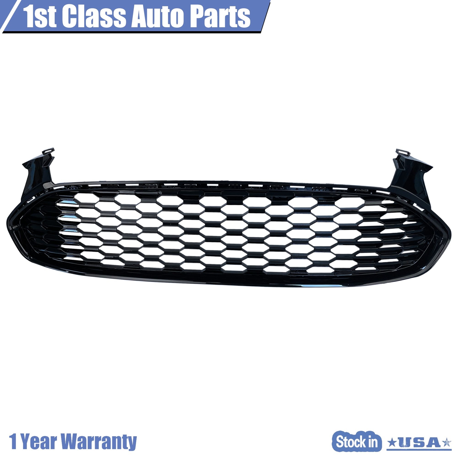 Front Grille Honeycomb Style Glossy Black For 2013 2014 2015 2016 Ford Fusion