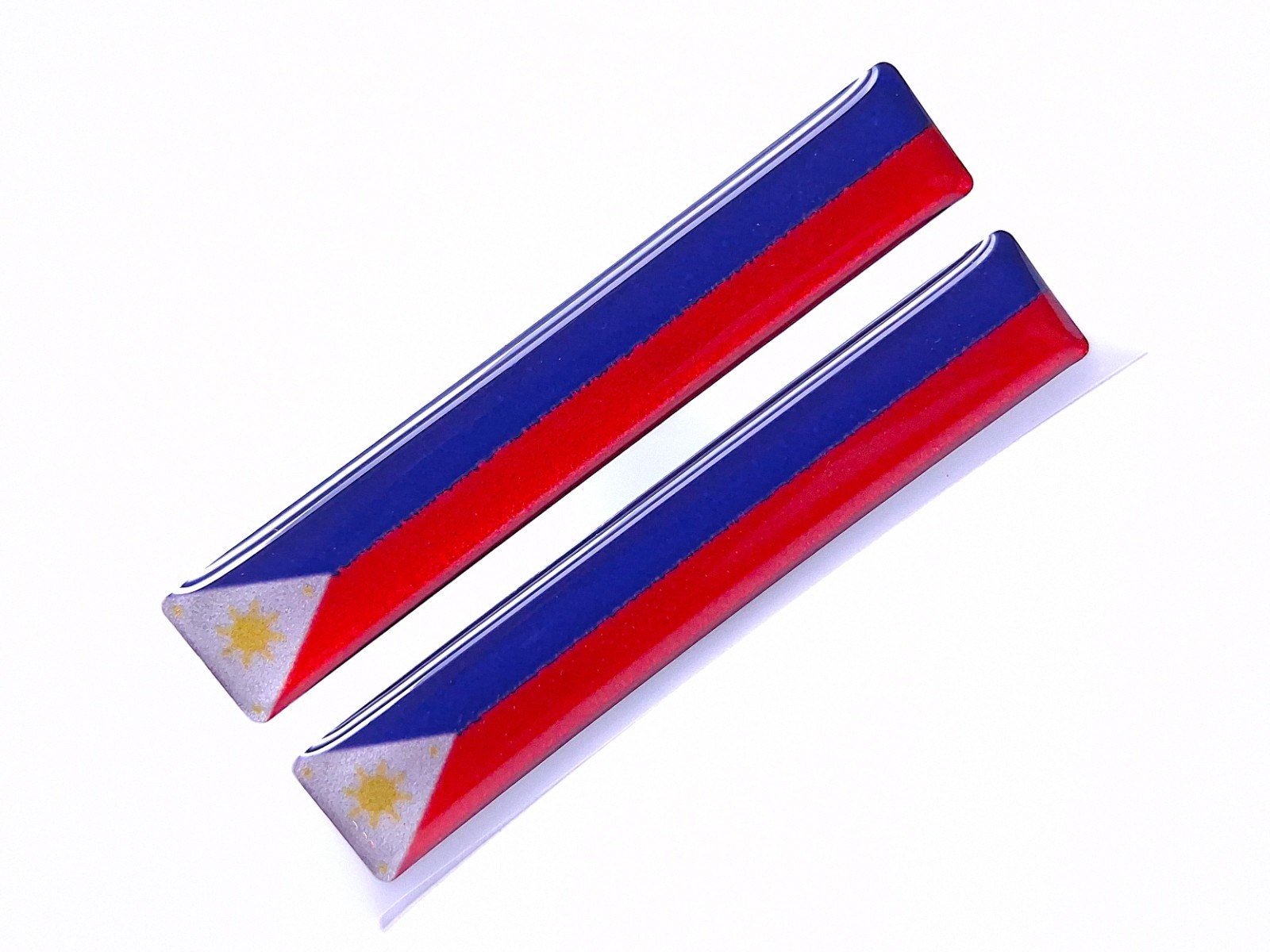 PHILLIPPINES FLAG 3D EPOXY EMBLEM SET (2) FLEXIBLE DURABLE WATERPROOF 6X1 cm