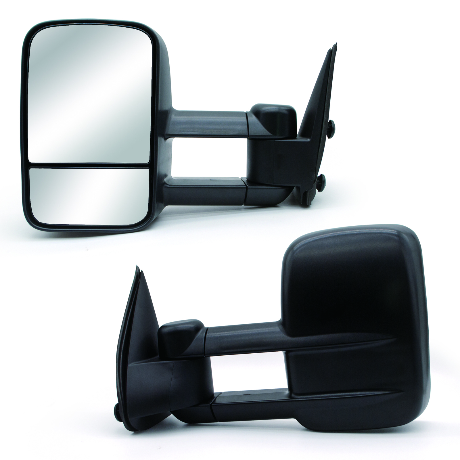 Pair Tow Mirrors Manual Fold Adjustment Fits 2002-06 GMC Sierra 1500 2500 Black