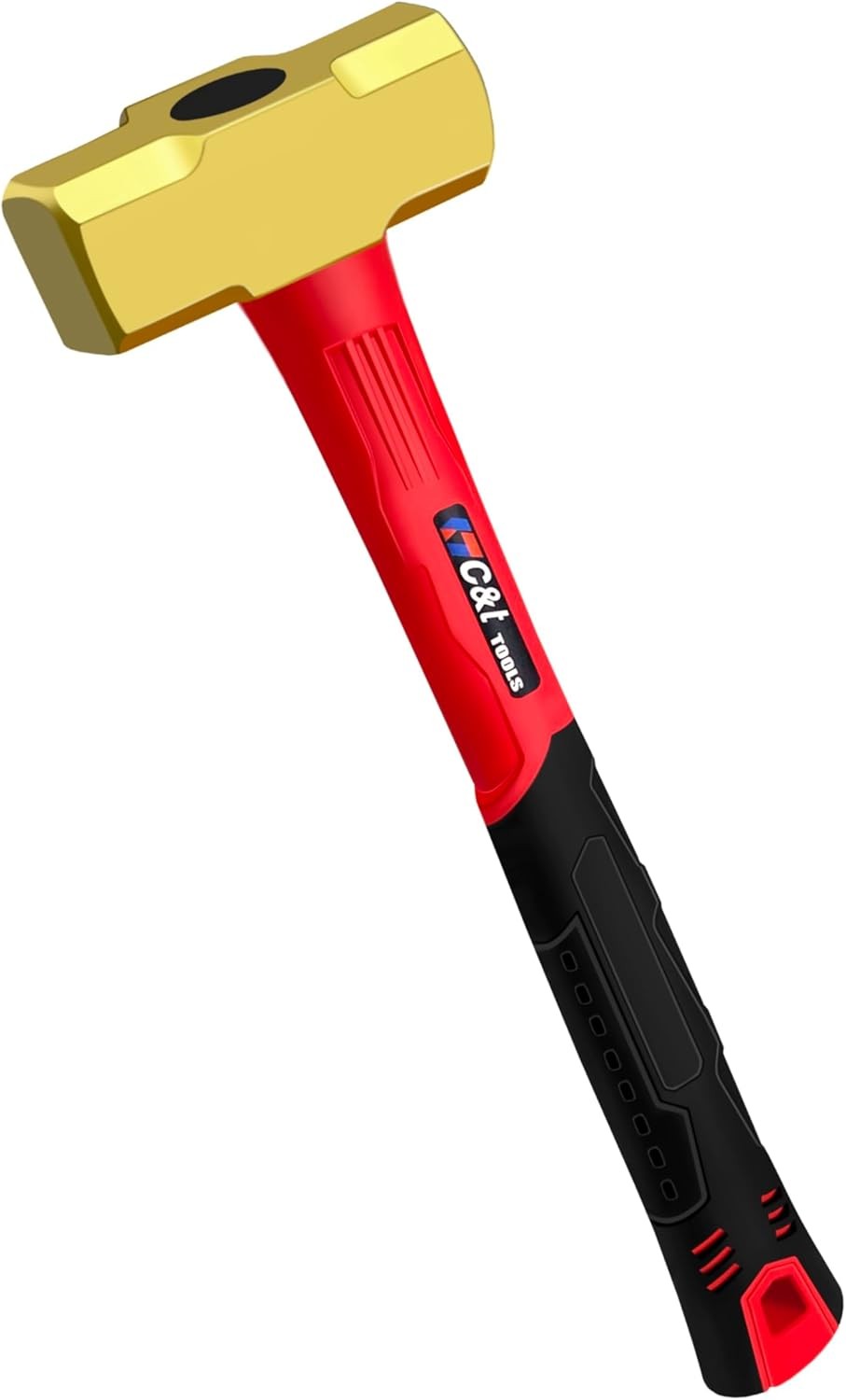 C&T 3lb Brass Sledge Hammer,Non-Sparking,Comfortable Fiberglass 3LB