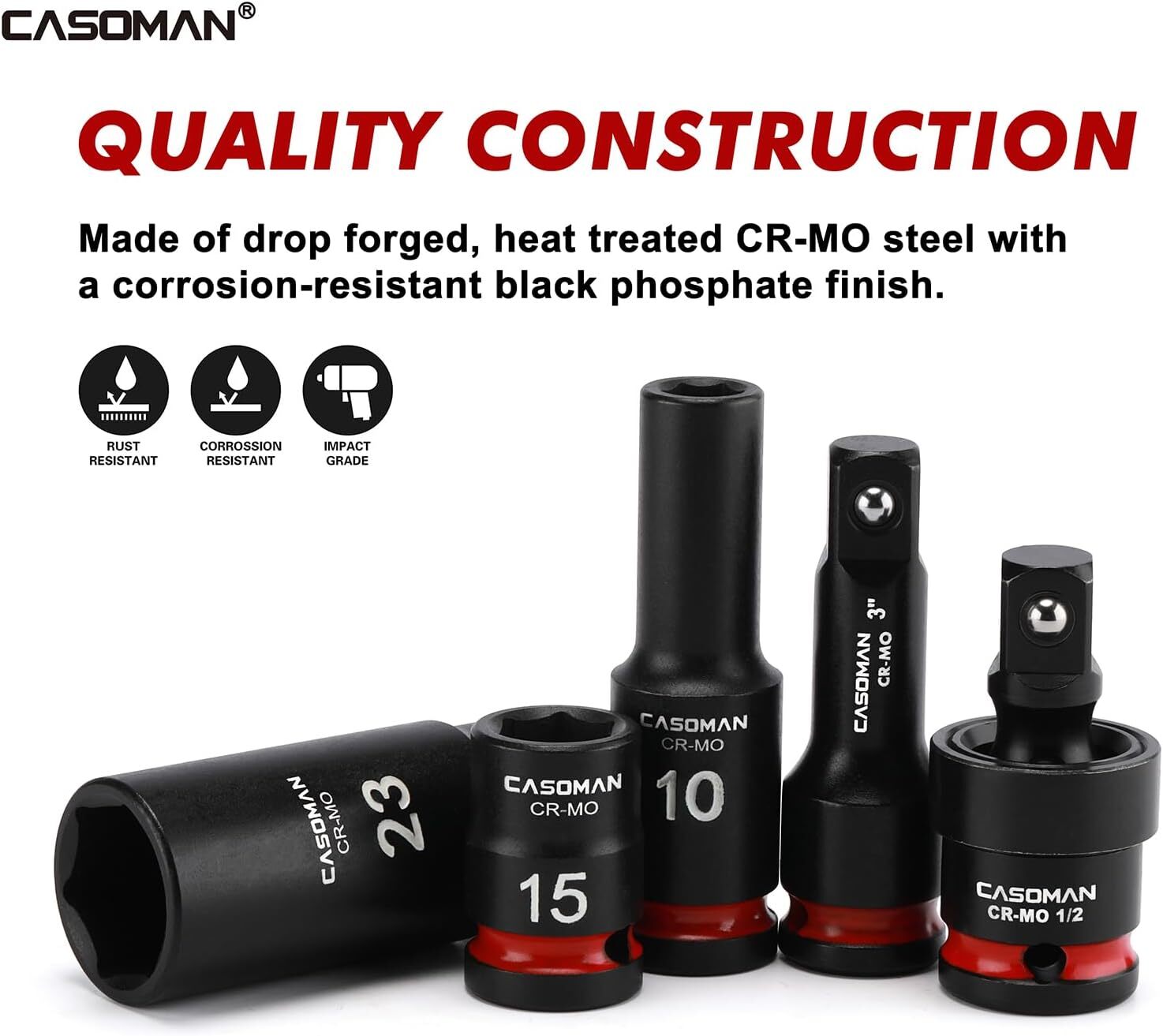 43 PCS 1/2″ Drive Master Impact Socket Set Deep 6-Point Metric 9mm – 30mm CR-MO