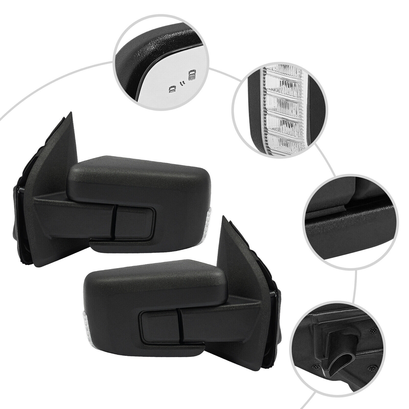For 2021-2023 Ford F150 Mirrors Power Heated w/BSM Blind Spot Manual Fold LH&RH