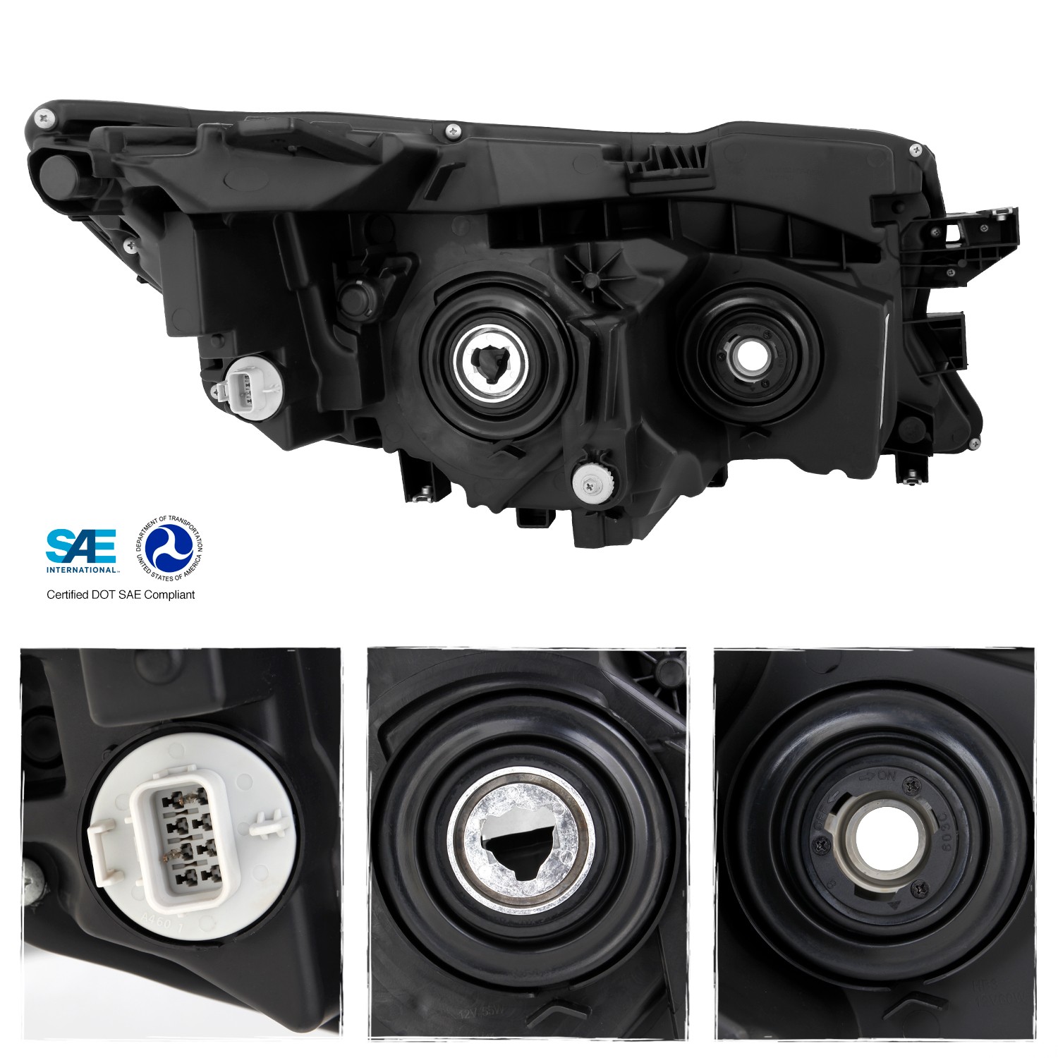 For 2016-2021 Honda Pilot/ Ridgeline 17-20 [Halogen Type] Headlights Pair Black