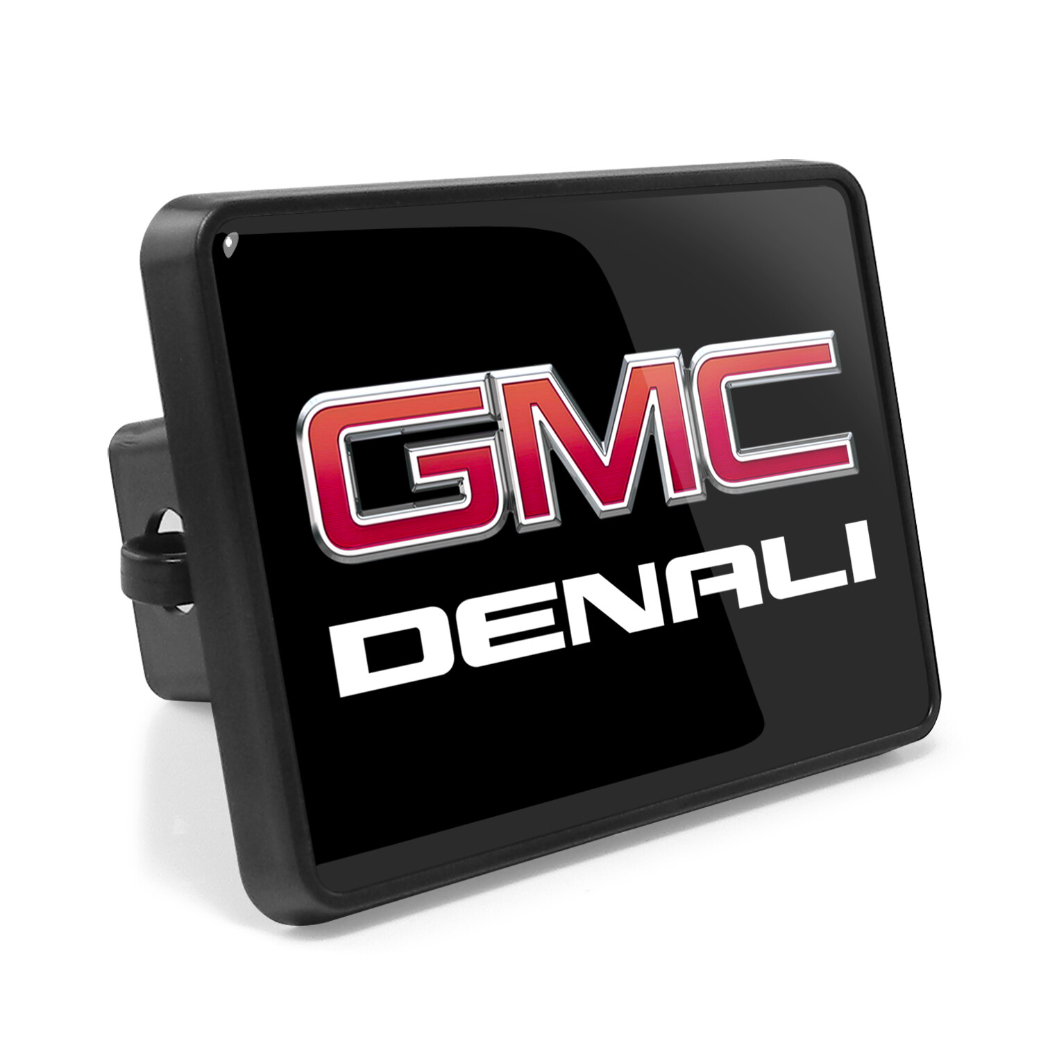 GMC Denali UV Resistant Graphic Black Metal Plate on ABS Plastic Tow Hitch Cover