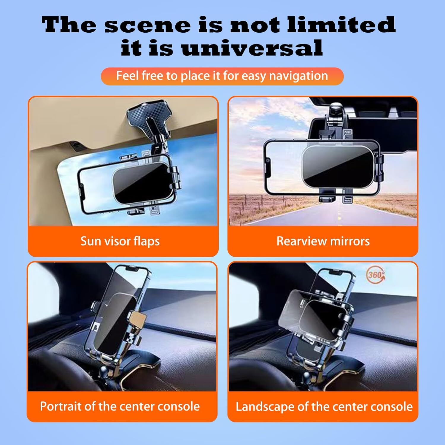 Universal 360° Car Phone Mount Dashboard Holder For Cell Phone Samsung iPhone