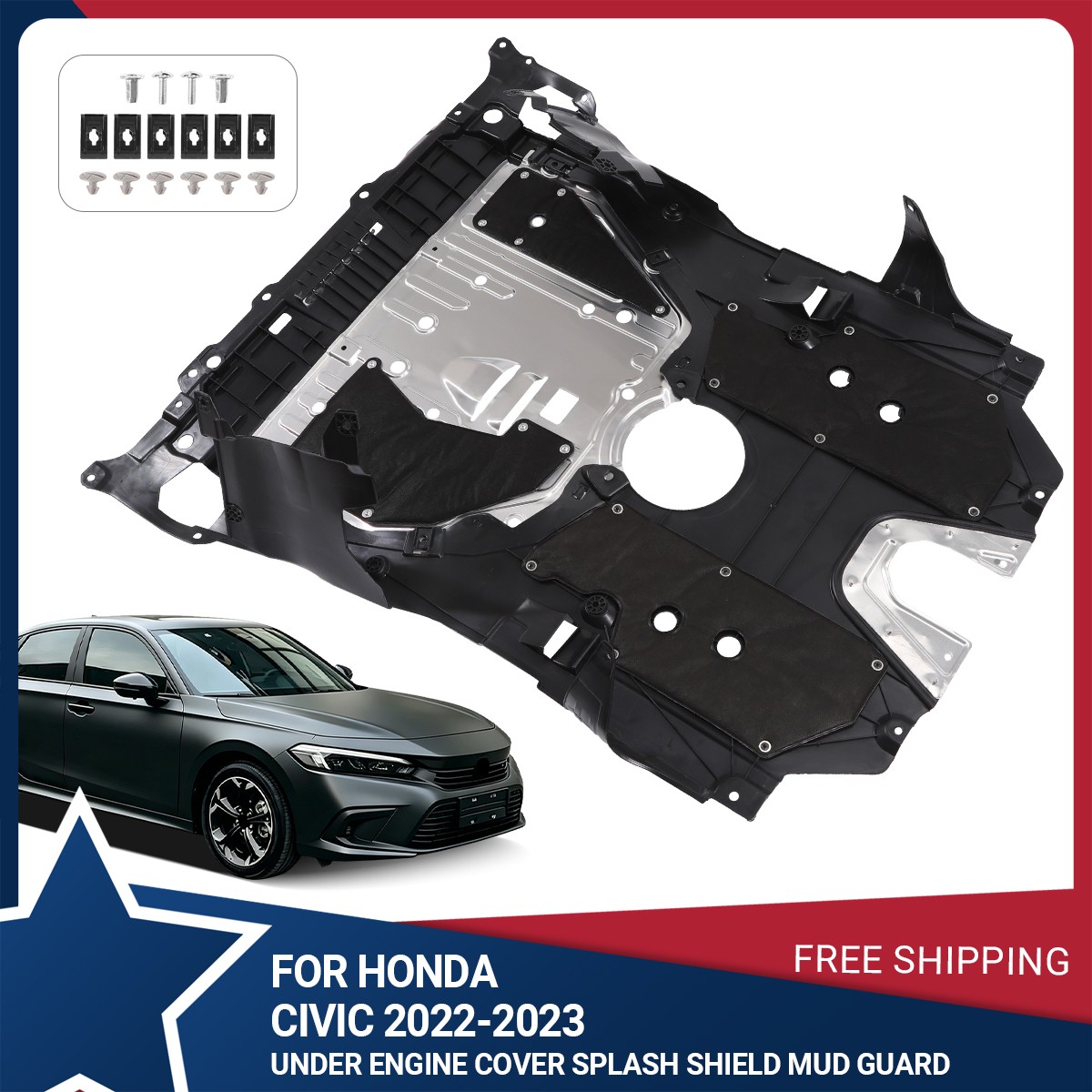 1pc For 2022-2023 Honda Civic 74111T20A0 Engine Cover Splash Under Shield