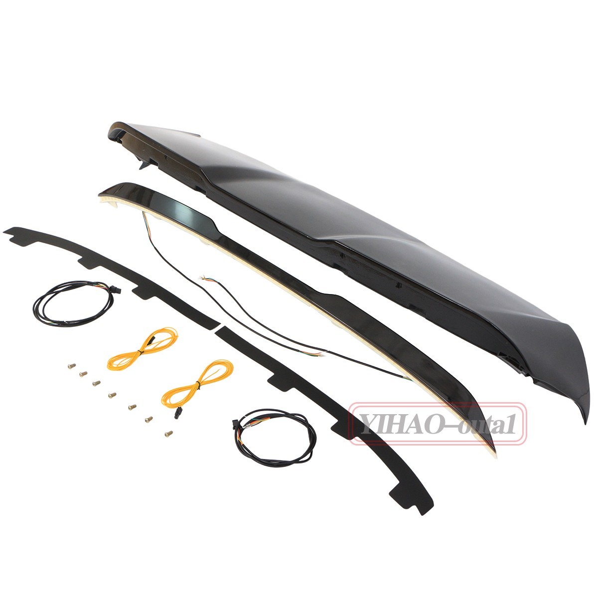 Fit For Highlander 2015-2017 Black Roof Wing Trunk Top Spoiler W/led Light