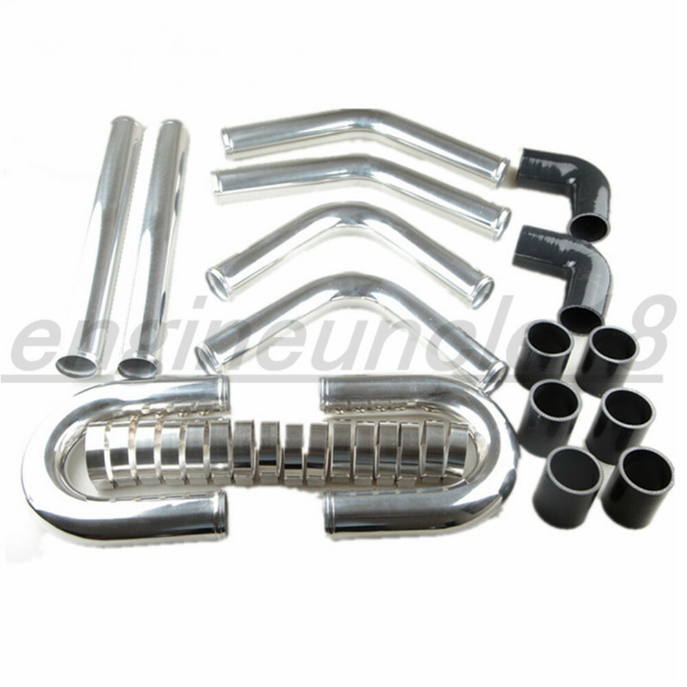 US SHIP 3” 3.5” 4” Aluminum Turbo Intercooler Pipe Piping Kit & Clamps & Hose