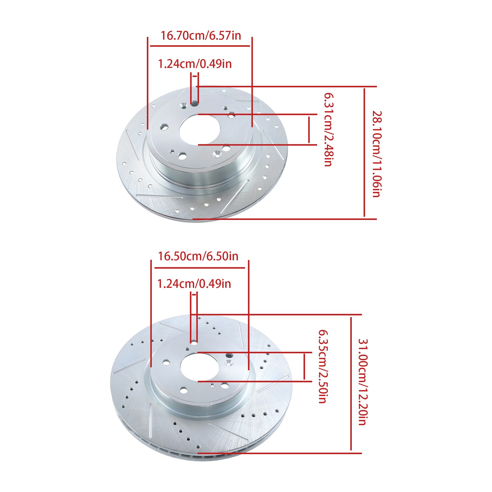 12pcs Front & Rear Left & Right Drilled Rotor & Brake Pad For Honda Accord 18-22