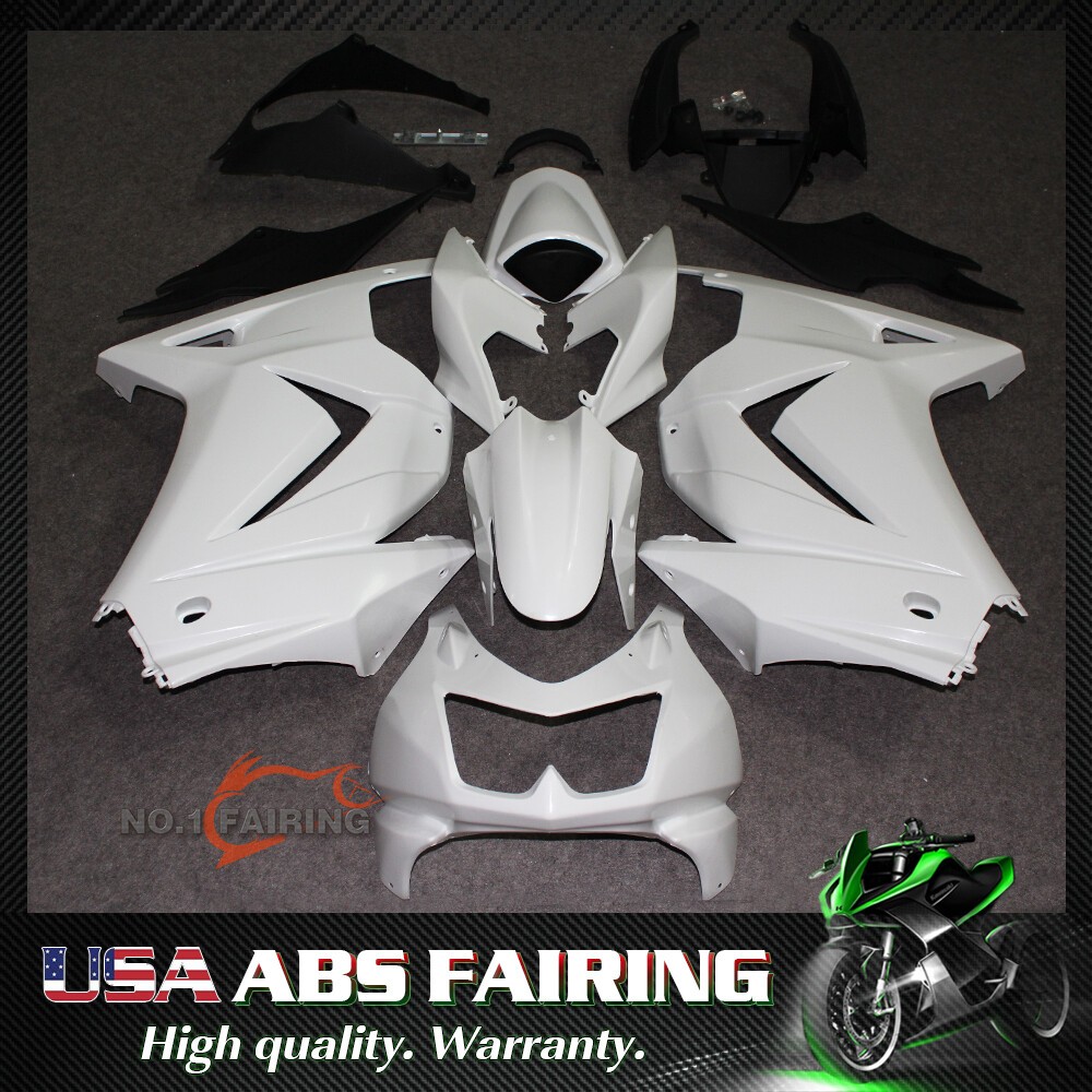 Fairing Kit Body Work ABS Fit For Kawasaki Ninja 250R 2008-2012 Unpainted White