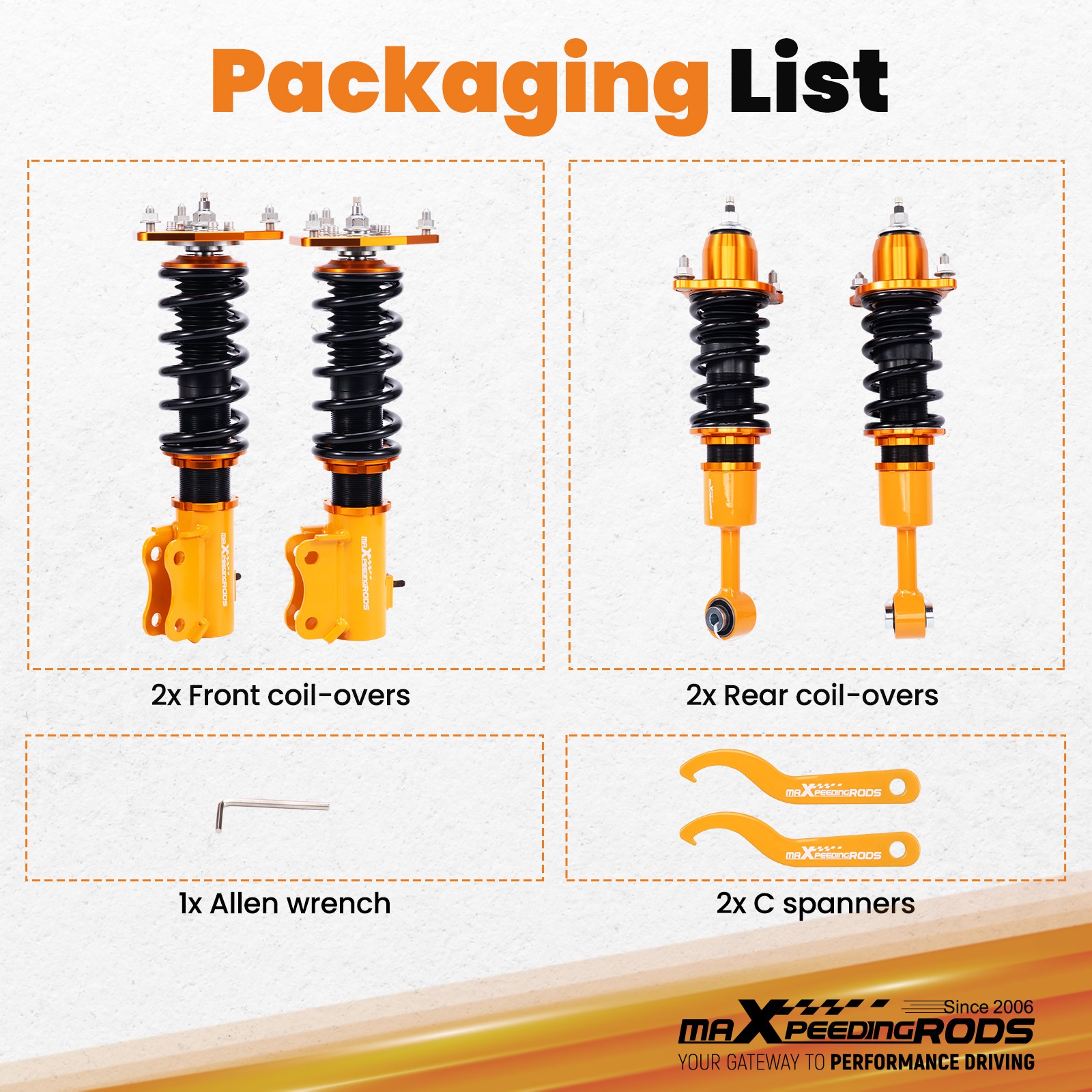 MaXpeedingrods 24 Way Coilovers Suspension Kit for Mitsubishi Lancer 02-06