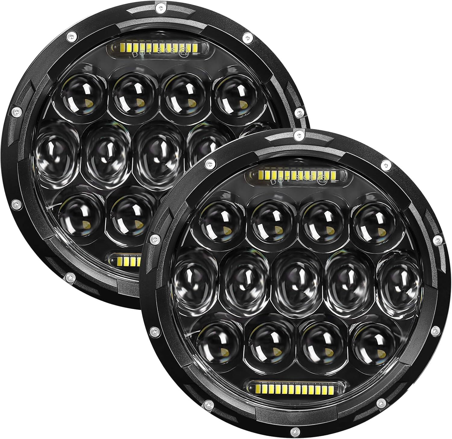 Pair 7″ Inch Round LED Headlights Halo Angle Eyes For Jeep Wrangler JK LJ TJ CJ
