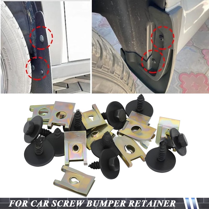 40PC For Car Screw Body Fender Bumper Retainer U Nut Clips Gasket Fastener Metal